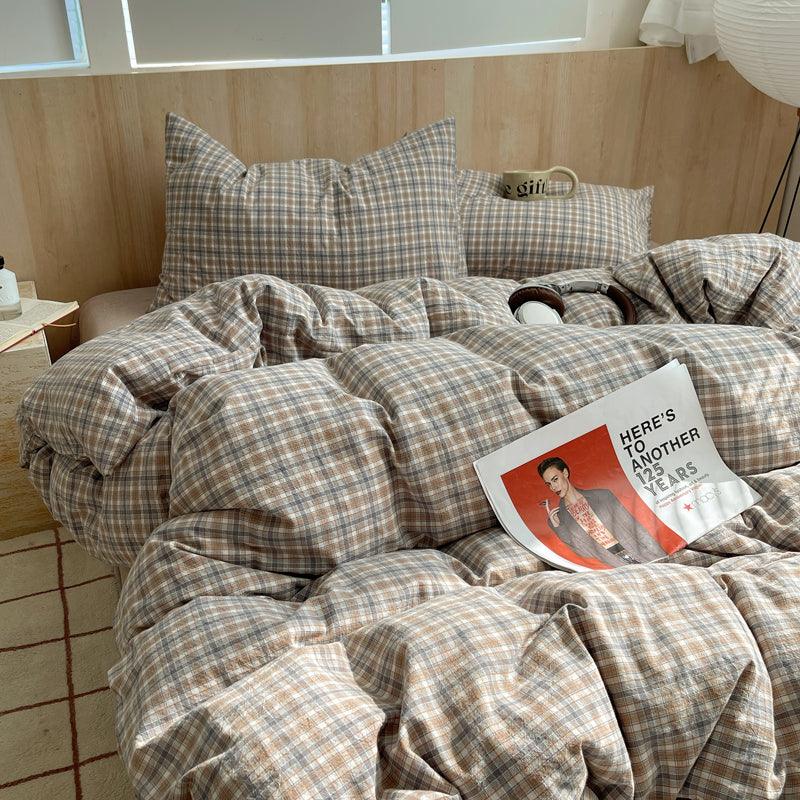 Checkered Duvet Set - Mocha