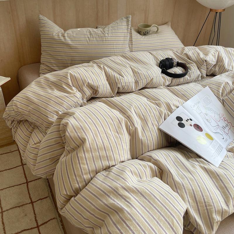 Cotton Stripes Duvet - Cream
