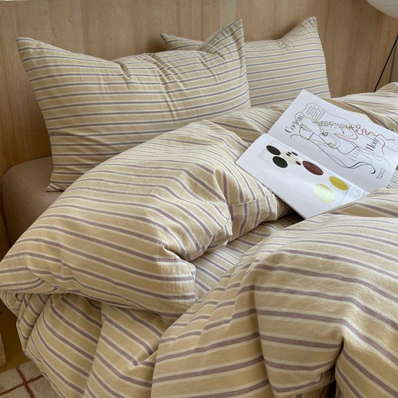 Striped Duvet Set - Cream