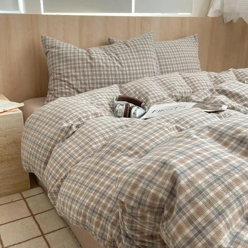 Checkered Duvet Set - Mocha