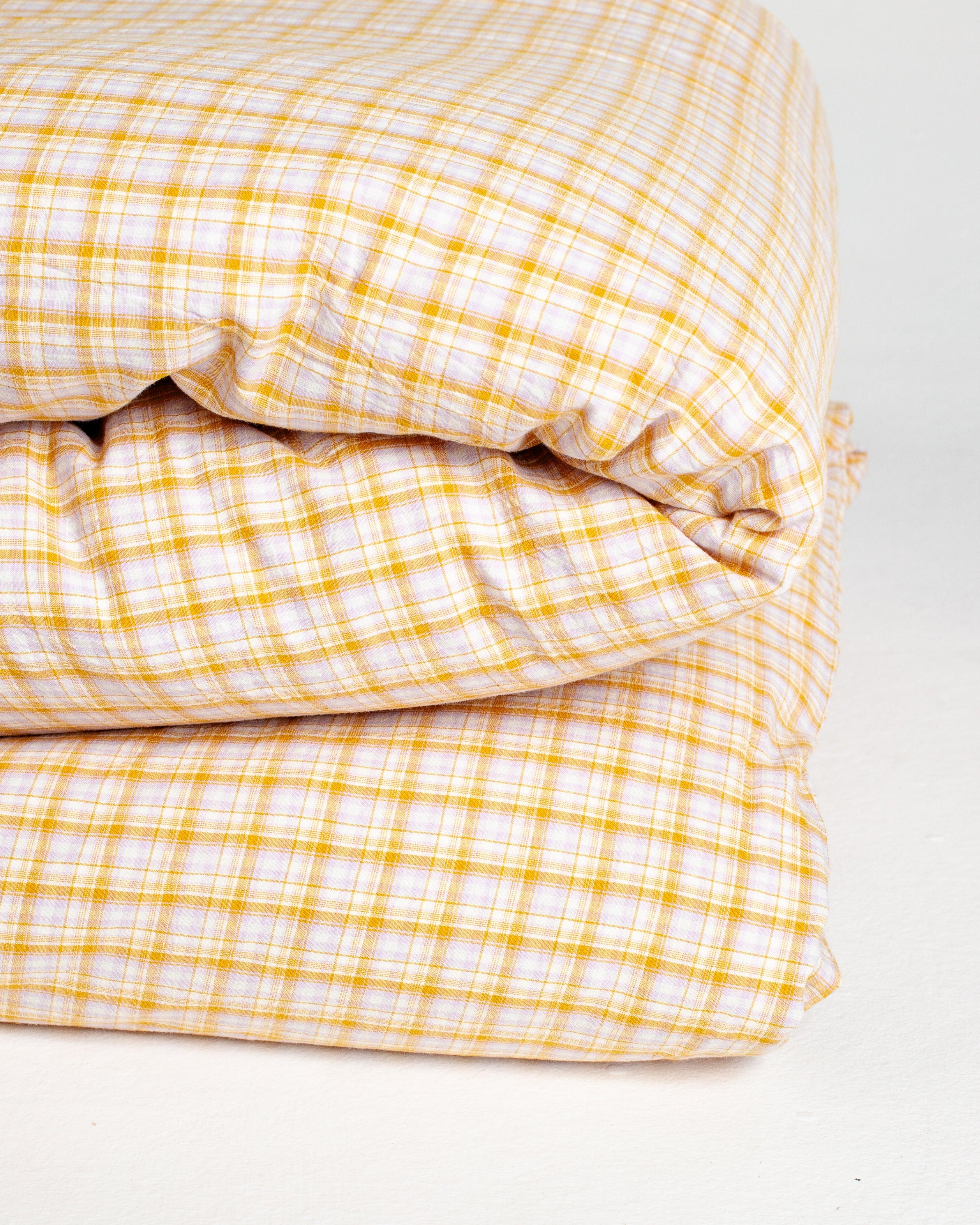 Cotton Check Duvet - Limoncello