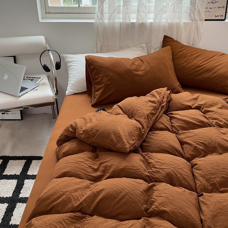Solid Washed Duvet - Brown