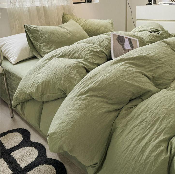 Solid Washed Duvet Set - Matcha